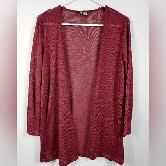 ‼️final must bundle‼️ Burgundy Lightweight Knit Cardigan Open Front - Picture 2 of 7